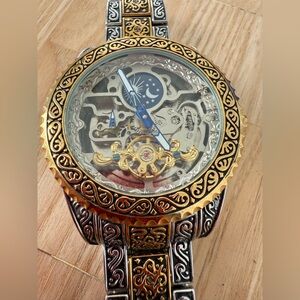 Forsining mend Automatic self winding Skelton two tone watch